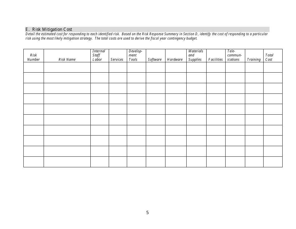 Risk Management Plan Template, Page 5