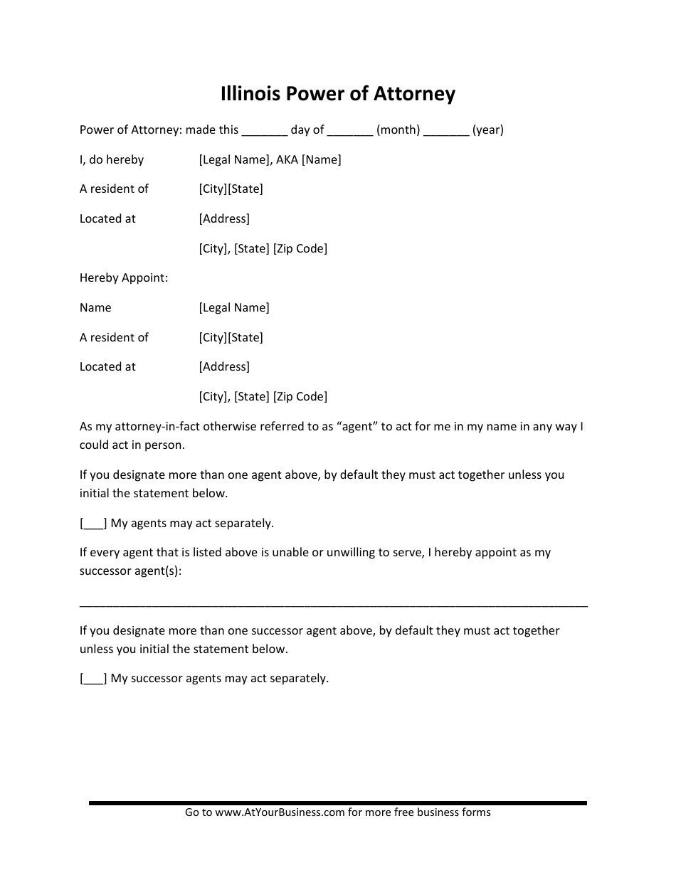 Power of Attorney Template - Illinois, Page 1