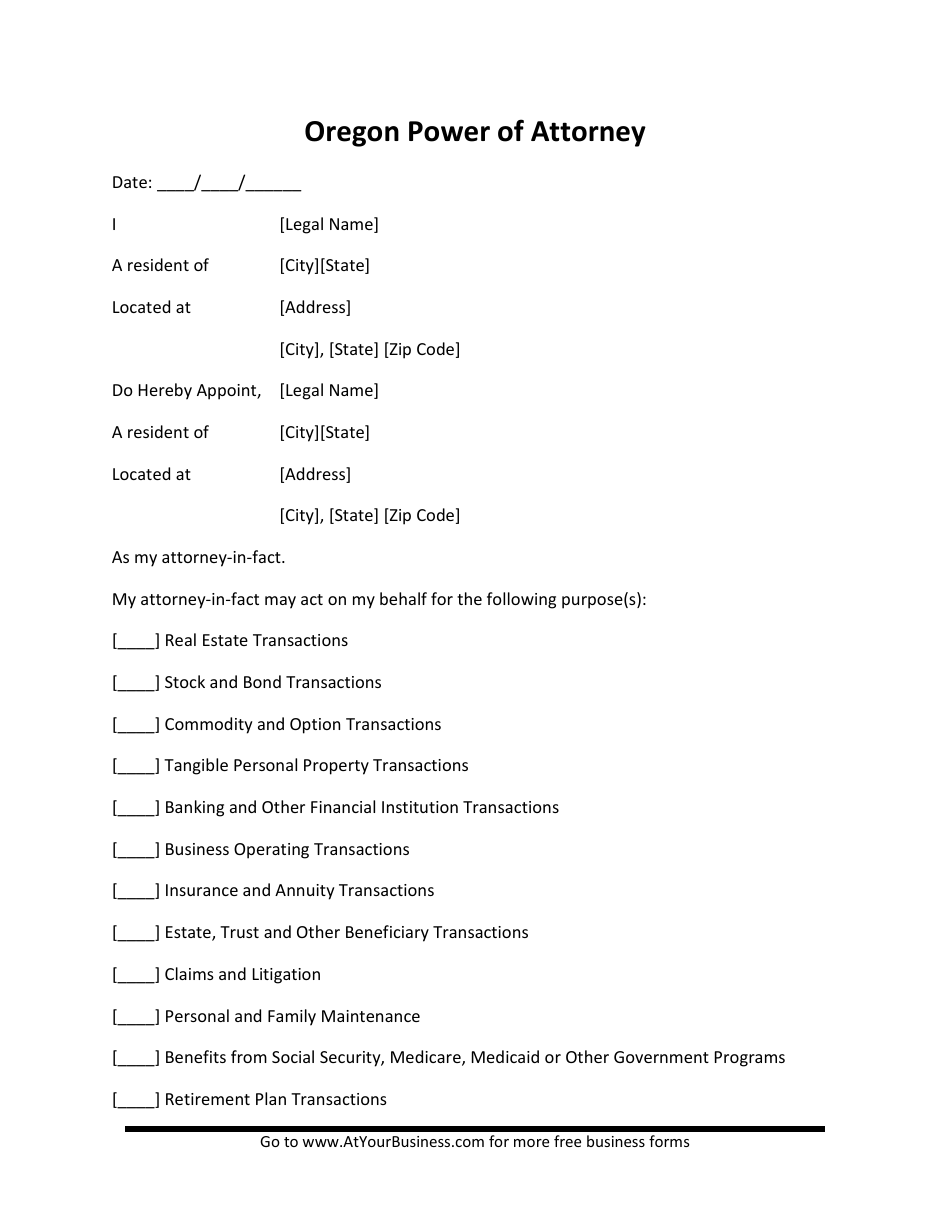 Oregon Power Of Attorney Form Fill Out Sign Online And Download Pdf Templateroller