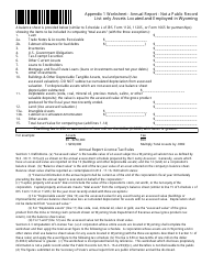 Document preview: Appendix 1 Worksheet - Annual Report - Not a Public Record - Wyoming