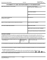 Document preview: Form SSA-788 Statement of Care and Responsibility for Beneficiary