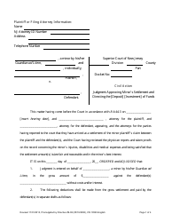 Document preview: Form 10520 Judgment Approving Minor's Settlement and Directing the (Deposit) (Investment) of Funds - New Jersey