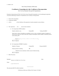 Form C-102B Certificate of Amendment to the Certificate of Incorporation Template - New Jersey