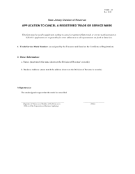 Form TMSM-05 Application to Cancel a Registered Trade or Service Mark - New Jersey