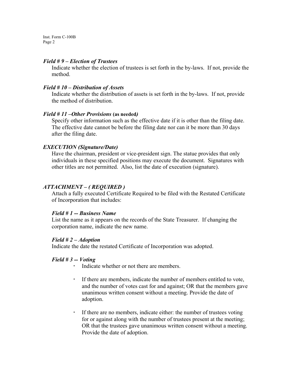 Form C-100B Restated Certificate of Incorporation - New Jersey, Page 4
