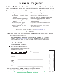 Document preview: Kansas Register Subscription Form - Kansas
