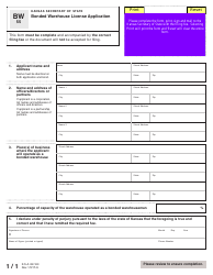 Form BW55 Bonded Warehouse License Application - Kansas, Page 2