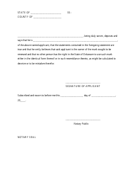 Application for Renewal of Registration of Trademark or Service Mark - Delaware, Page 5