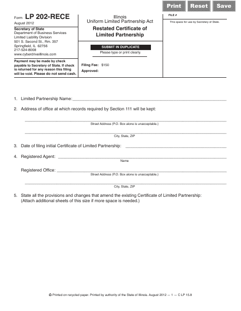 Form LP202-RECE  Printable Pdf