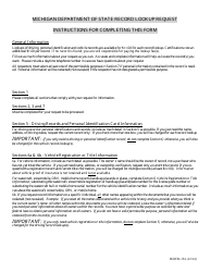 Document preview: Form BDVR-154 Record Lookup Request - Michigan