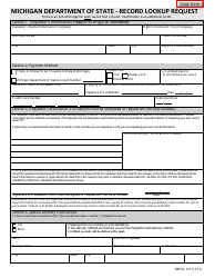 Form BDVR-154 Record Lookup Request - Michigan, Page 2