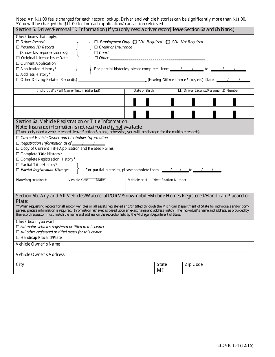 Form BDVR-154 - Fill Out, Sign Online and Download Fillable PDF ...