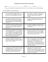 Document preview: Compound Probability Worksheet - Lassiter High School