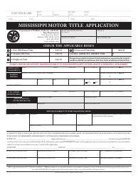 Mississippi Motor Title Application - Mississippi