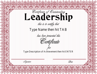 Document preview: Leadership Certificate Template