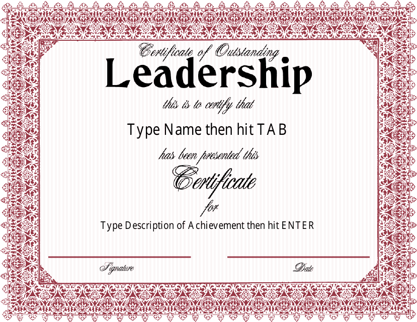 Leadership Certificate Template