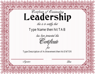 Leadership Certificate Template Download Fillable PDF | Templateroller