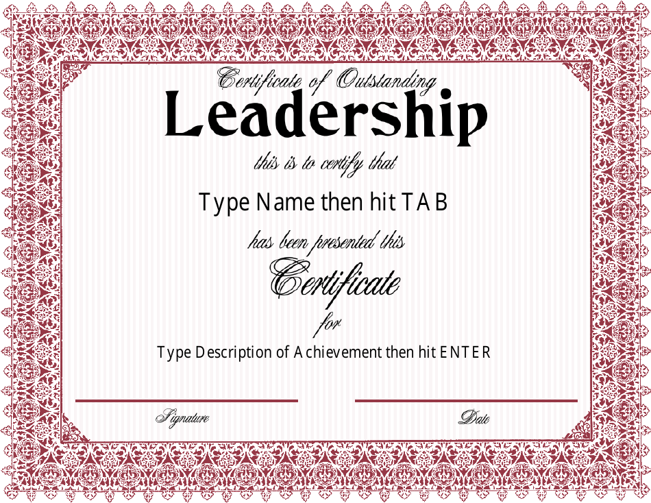 Leadership Certificate Template - Customizable Design with Professional Look