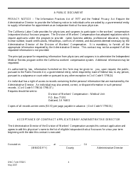 DWC Form 9768.5 Physician Contract Application (Independent Medical Reviewer) - California, Page 4