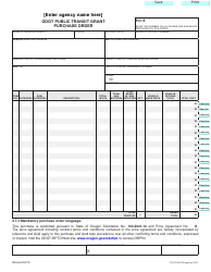 Document preview: Form 734-2762A Odot Public Transit Grant Purchase Order - Oregon
