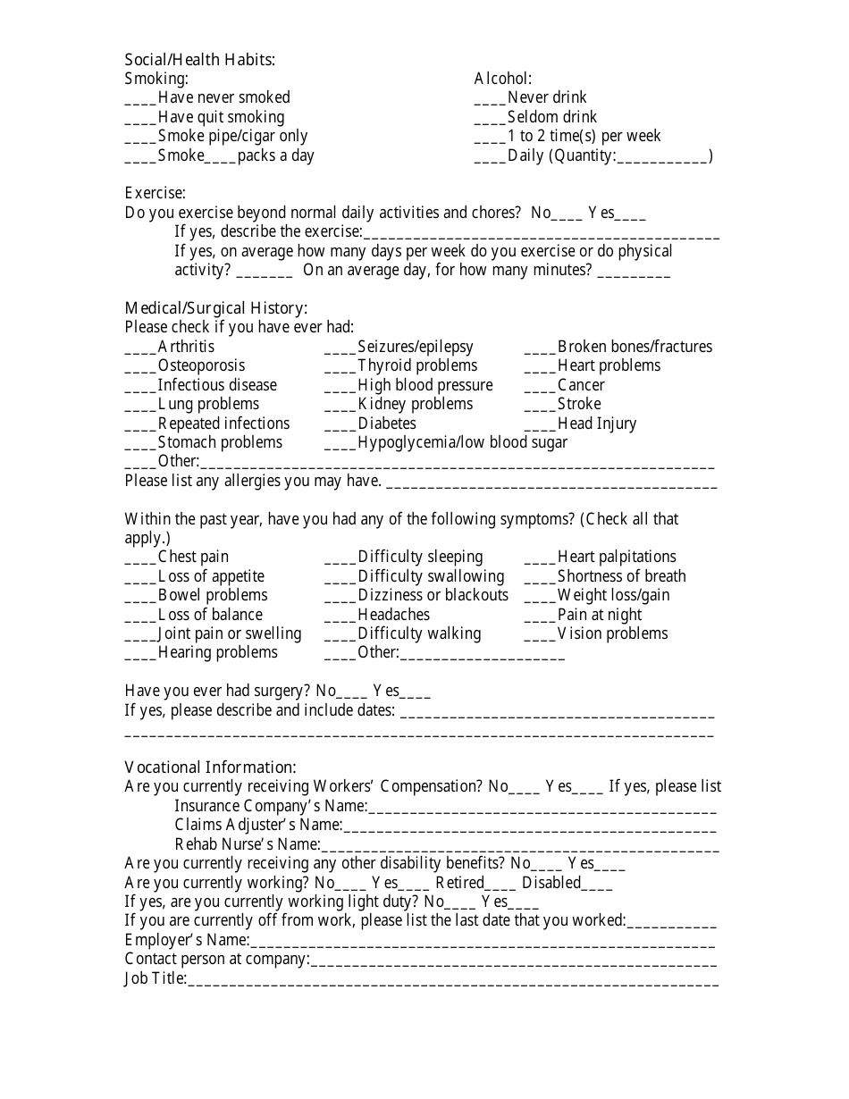 Functional Capacity Evaluation Paperwork - Wellspan Rehabilitation ...