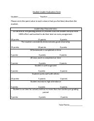 Document preview: Student Leader Evaluation Form