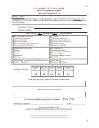 Document preview: Internship Evaluation Form - Mississippi State University - Mississippi
