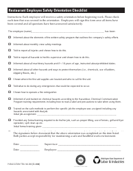 Document preview: Restaurant Employee Safety Orientation Checklist Template