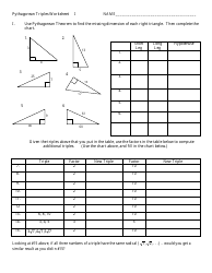 Pythagorean Triples Worksheet - West Ada School District