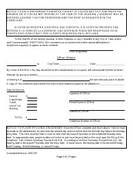 &quot;Summary Process (Eviction) Summons and Complaint Form&quot; - Massachusetts, Page 2