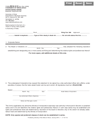 Document preview: Form BCA6.10 Statement of Resolution Establishing Series - Illinois