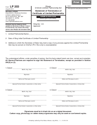 Document preview: Form LP203 Statement of Termination of Certificate of Limited Partnership - Illinois