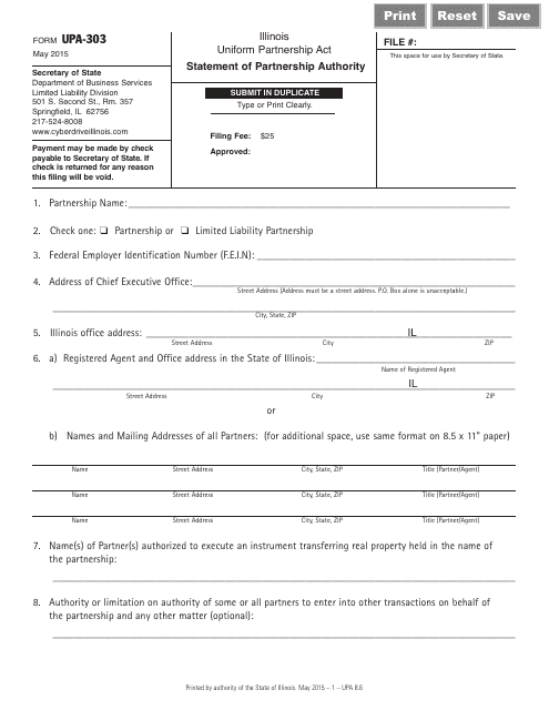 Form UPA-303  Printable Pdf