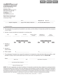 Document preview: Form BCA9.05 Statement of Cancellation of Non-reissuable Shares - Illinois