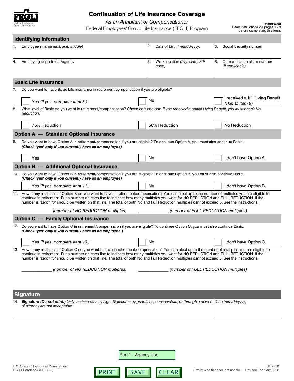 OPM Form SF2818 Consultation of Life Insurance Coverage, Page 4