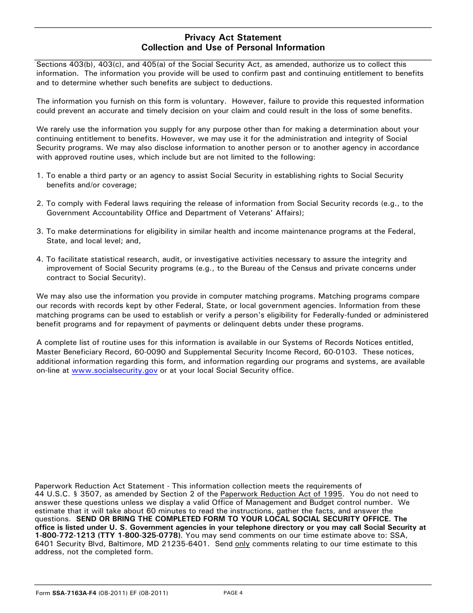 Form SSA-7163A-F4 Supplemental Statement Regarding Farming Activities of Person Living Outside the U.s.a., Page 4