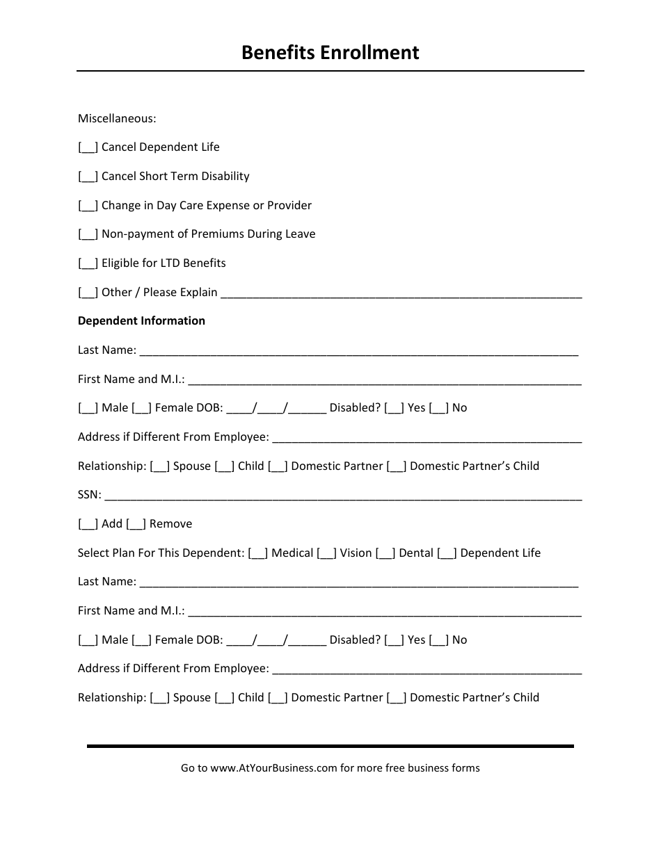 Benefits Enrollment Template Fill Out Sign Online And Download Pdf Templateroller 5433