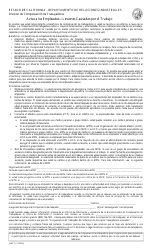 DWC Form 7 Notice to Employees - Injuries Caused by Work - California (English/Spanish), Page 2