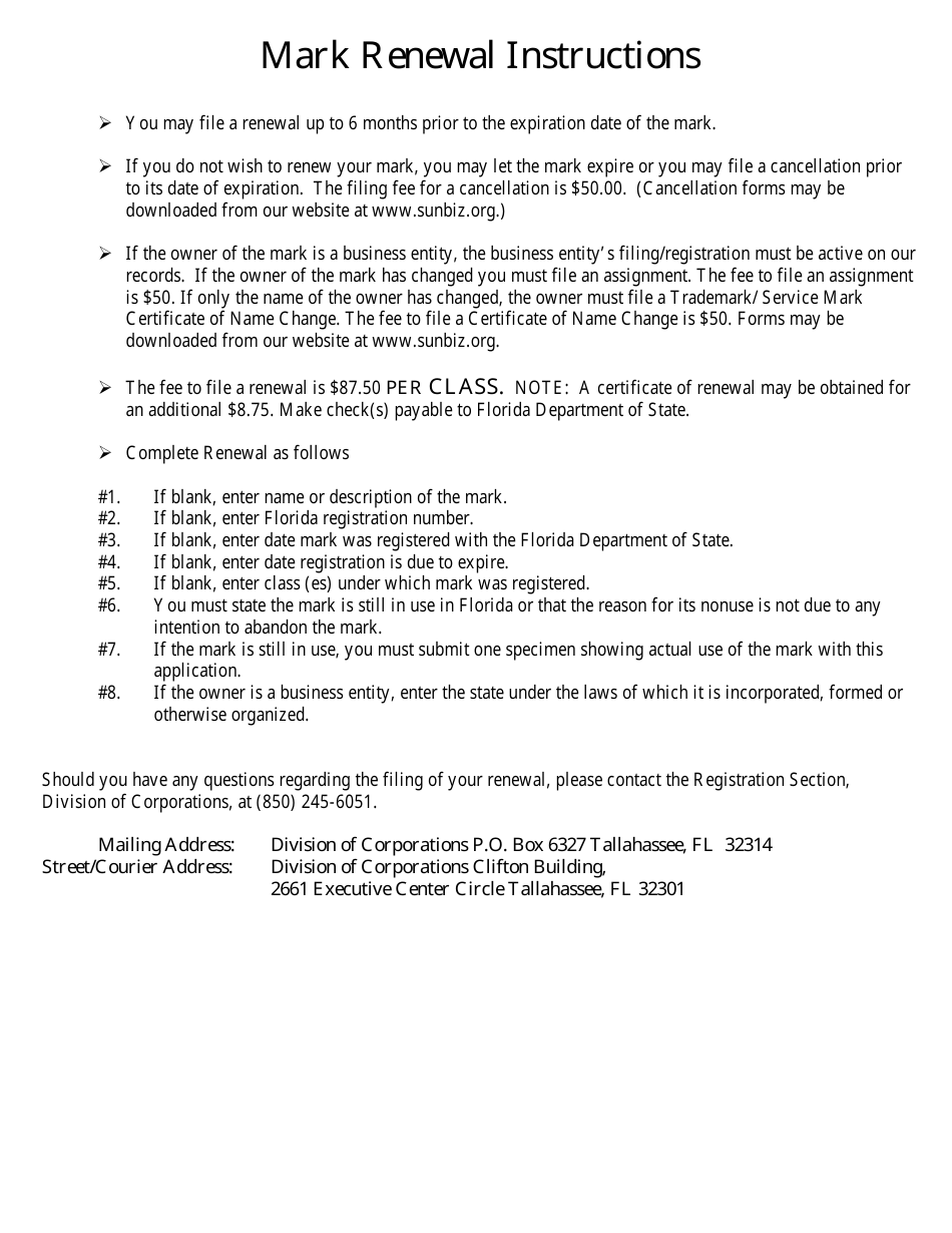Form CR2E005 Mark Renewal Application - Florida, Page 3