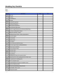 Document preview: Wedding Day Checklist Template - Status