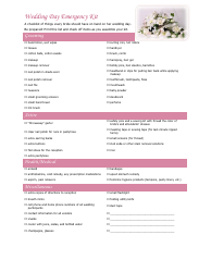 Document preview: Wedding Day Emergency Kit Template
