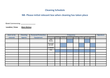 Document preview: Restaurant Kitchen Cleaning Schedule Template