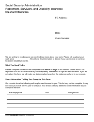 Document preview: Form SSA-B20-BK Work Activity Report - Self-employment