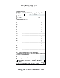 Document preview: Form TR-108 Continuation of Citation - California