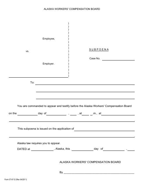 Form 07-6112 Subpoena - Alaska