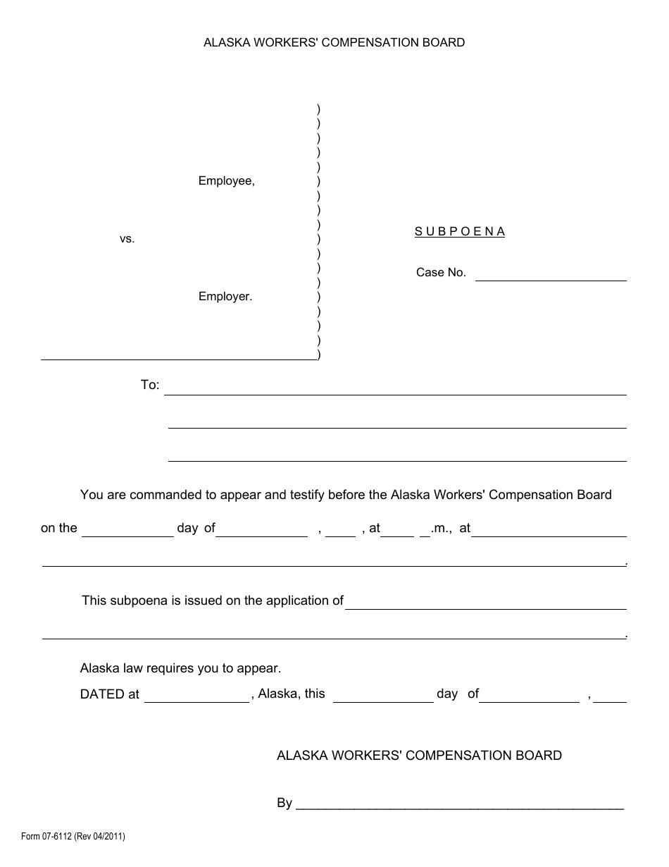 Form 07-6112 Subpoena - Alaska, Page 1