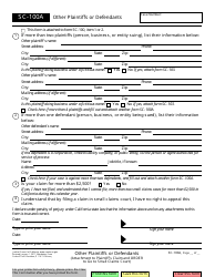 Document preview: Form SC-100A Other Plaintiffs or Defendants - California