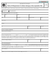 Document preview: Form TC-802-n Notice of Requirement to Obtain Salvage or Non-repairable Title - Utah