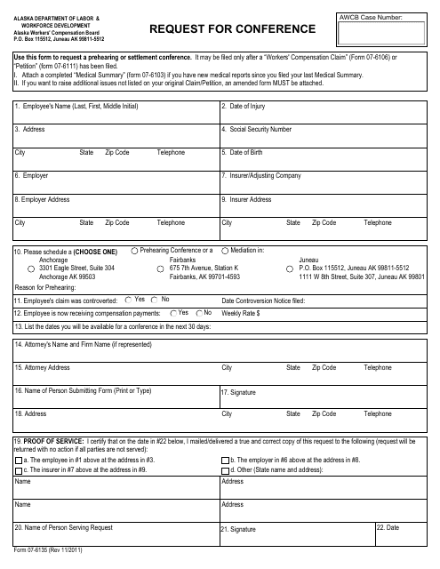 Form 07-6135 Request for Conference - Alaska