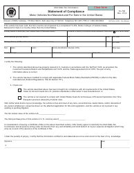 Document preview: Form TC-706 Statement of Compliance, Motor Vehicles Not Manufactured for Sale in the United States - Utah